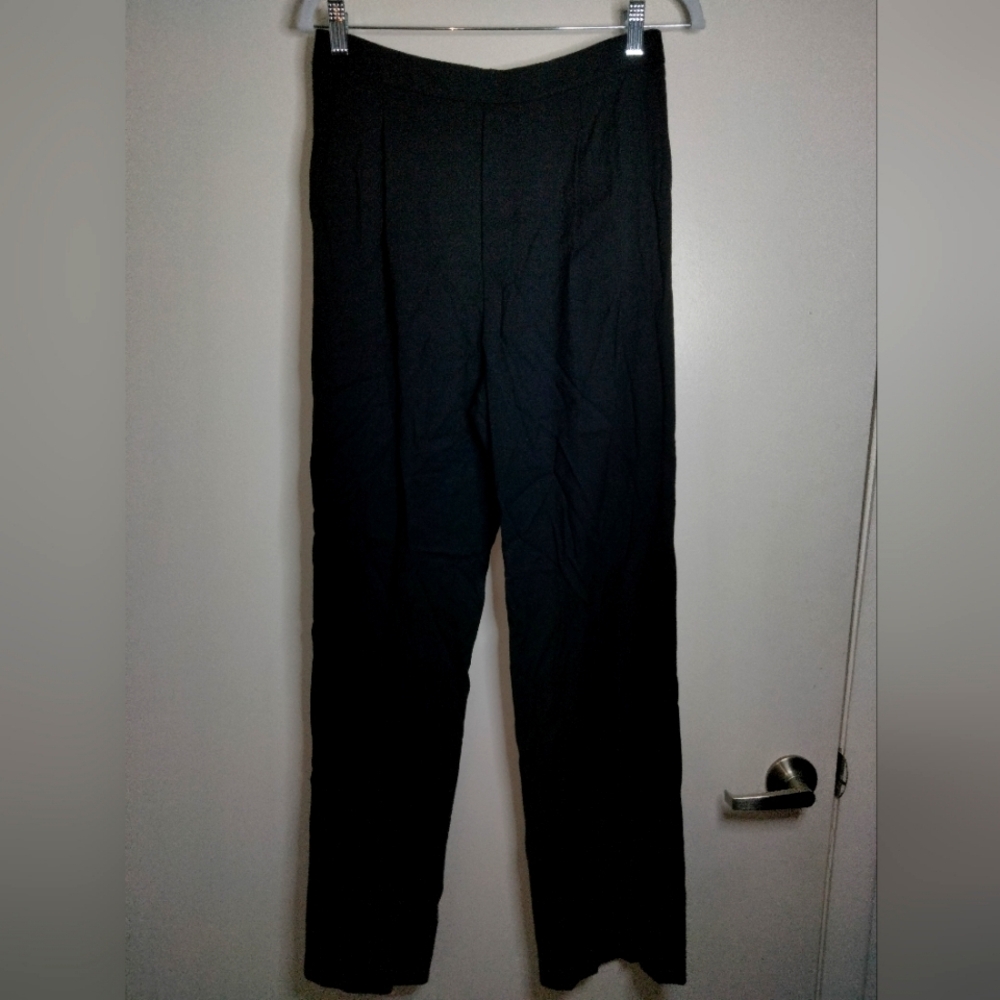 Vince (Sz M) Black Classic Pleated Front Slip Pocket Elastic Waist Pull-on Pants